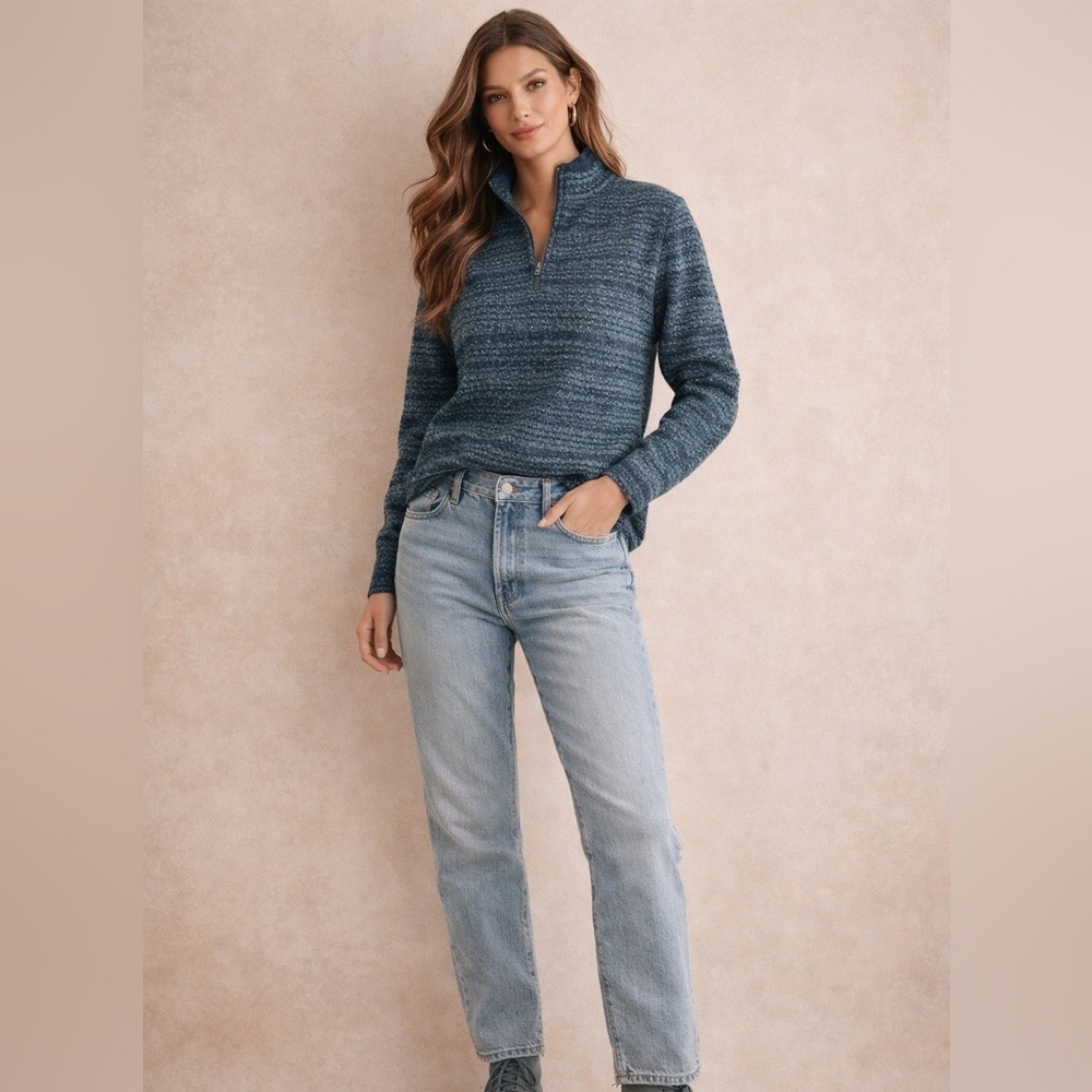 Woolrich Vintage Knit  Quarter Zip Up Sweater Petite Large